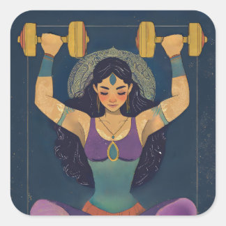 Adesivo Quadrado Sacred Strength Goddess Weightlifting Sticker