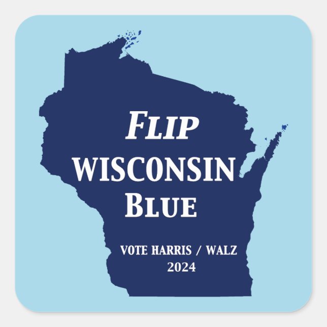Adesivo Quadrado Sacudir Wisconsin Blue em 2024 (Frente)