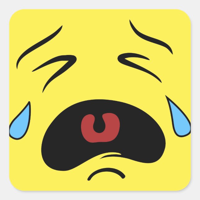 Adesivo Quadrado Sad Face Emoji (Frente)