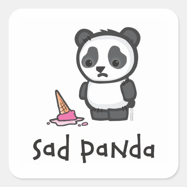 Adesivo Quadrado Sad Panda sticker (Frente)