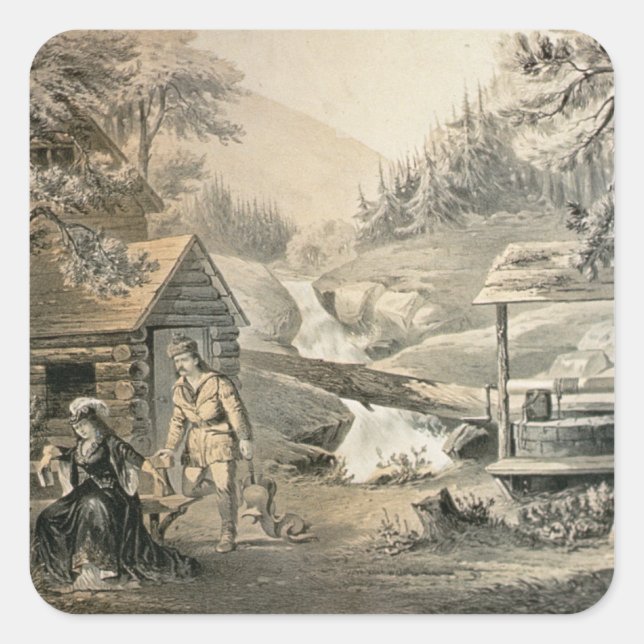 Adesivo Quadrado 'Saddle Mending', Poster para 'Davy Crockett' star (Frente)