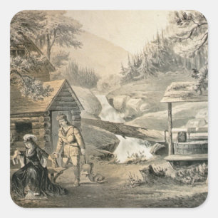 Adesivo Quadrado 'Saddle Mending', Poster para 'Davy Crockett' star