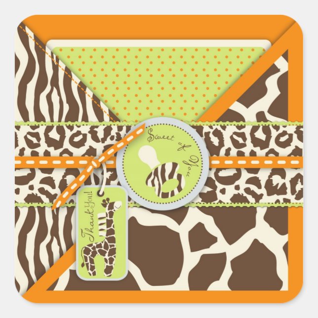 Adesivo Quadrado Safari Boy Orange TY Stick B (Frente)