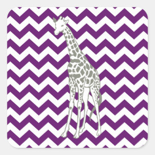 Adesivo Quadrado Safari Chevron da violeta africana com girafa do