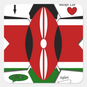 Adesivo Quadrado Safari da Bandeira do Quênia: Design da Estrela