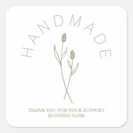 Adesivo Quadrado Sage Botanical White Minimalist Handm