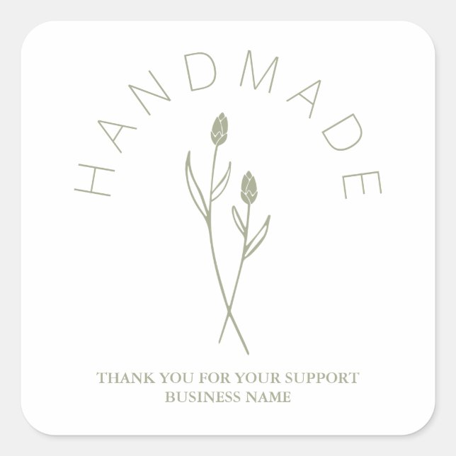 Adesivo Quadrado Sage Botanical White Minimalist Handm (Frente)