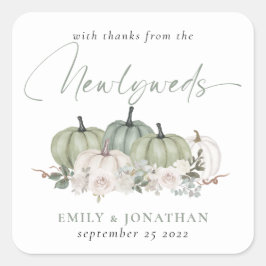 Adesivo Quadrado Sage Cream Pumpkins Florals Obrigados de Newlyweds