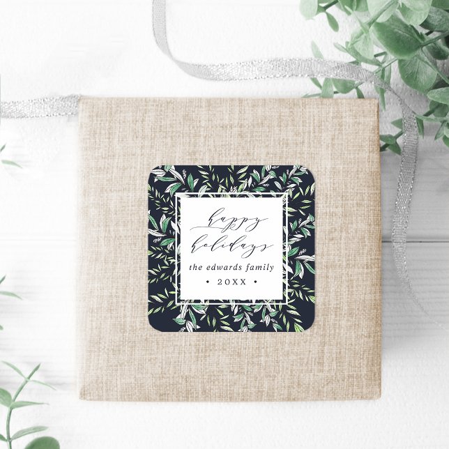 Adesivo Quadrado Sage de inverno | Feriado Personalizado (Criador carregado)