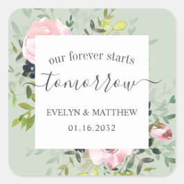 Adesivo Quadrado Sage Floral Forever Começa O Ensaio Amanhã