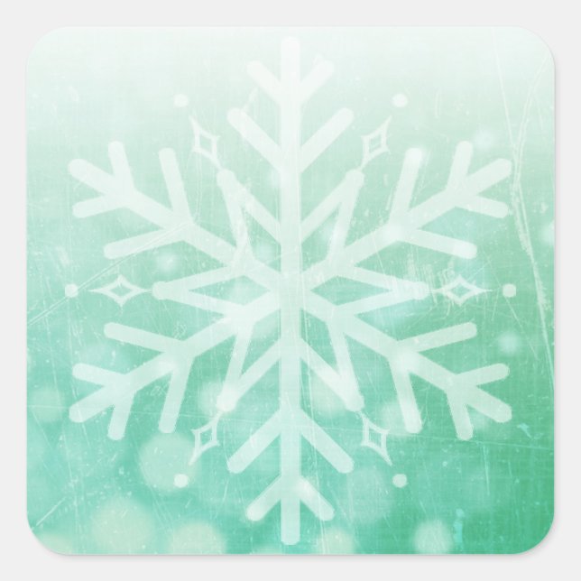 Adesivo Quadrado Sage Green e White Christmas Snowflake (Frente)