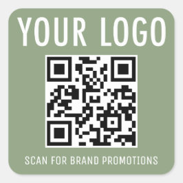 Adesivo Quadrado Sage Green QR Code Stickers Business Logo Square