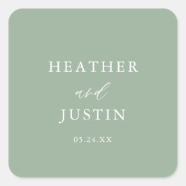 Adesivo Quadrado Sage Green Rustic Square Wedding Envelope Seals