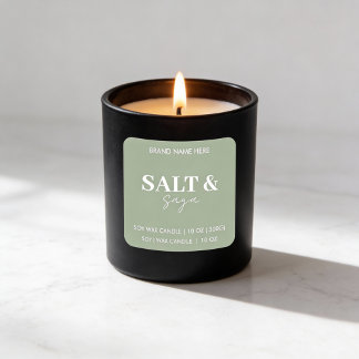Adesivo Quadrado Sage Green Salt & Saga Custom Candle Label Sticker