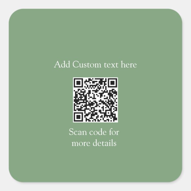 Adesivo Quadrado Sage green scan QR adicionar texto personalizado m (Frente)