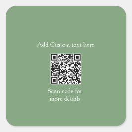 Adesivo Quadrado Sage green scan QR adicionar texto personalizado m