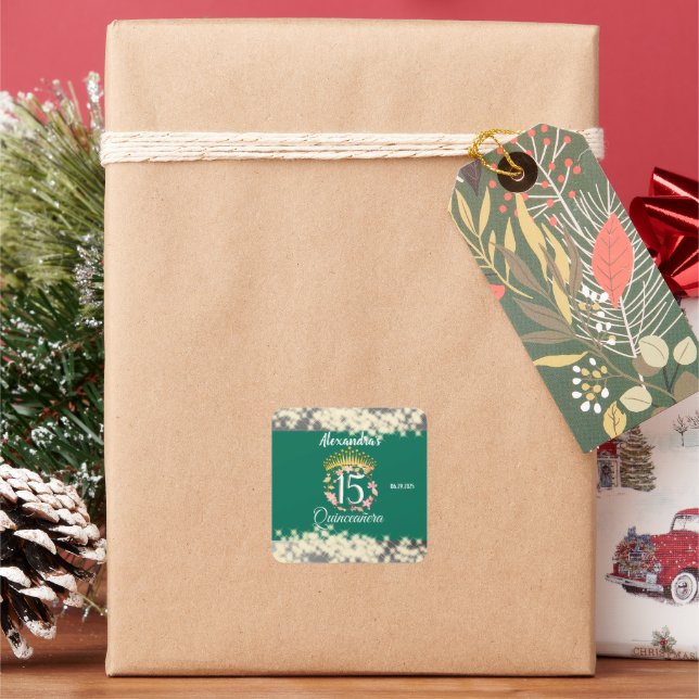 Adesivo Quadrado Sage Green Vintage Boho Quinceañera Espanha (Feriado)