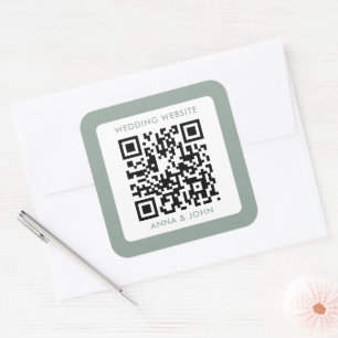 Adesivo Quadrado sage verde moderno código qr do casamento minimali