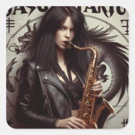 Adesivo Quadrado Sagitário Zodiac Musicoso Saxofone
