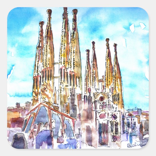 Adesivo Quadrado Sagrada Família Barcelona (Frente)