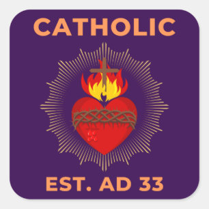 Adesivo Quadrado Sagrado Cardíaco Católico Sticker AD 33