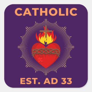 Adesivo Quadrado Sagrado Cardíaco Católico Sticker AD 33