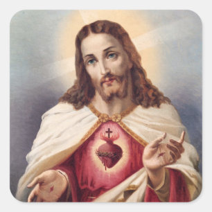 Adesivo Quadrado Sagrado Coração de Jesus - Portugal