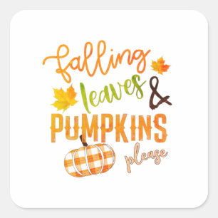 Adesivo Quadrado Saídas e Pumpkins de Natal, por favor, Ação de Gra