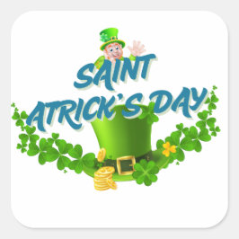 Adesivo Quadrado Saint Patrick’s Day Shirt – Lucky Leprechaun Hat &