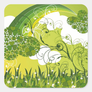 Adesivo Quadrado Saint Patrick's Day Lucky Clovers Shamrock irlandê
