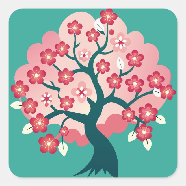 Adesivo Quadrado Sakura Cascade (Frente)