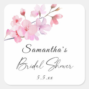 Adesivo Quadrado Sakura - Chuva de Noiva de Casamento