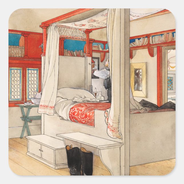 Adesivo Quadrado Sala de pais, 1895, por Carl Larsson (Frente)