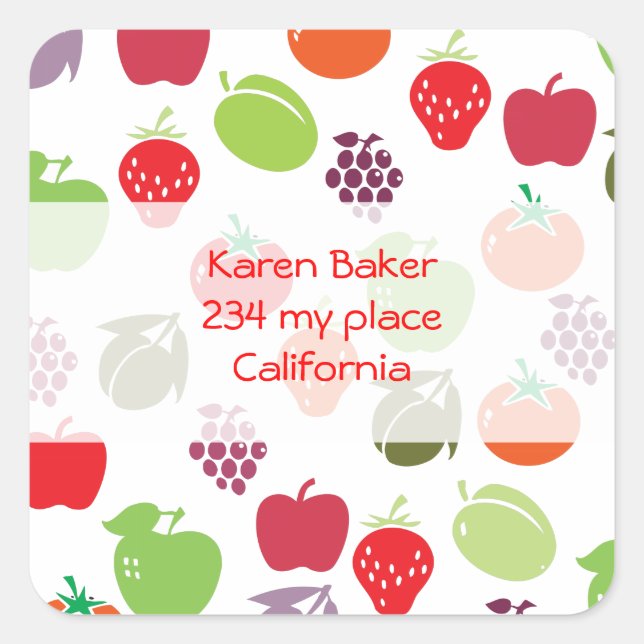 Adesivo Quadrado Salada de fruta (Frente)