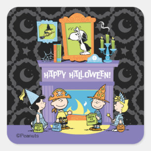 Adesivo Quadrado Salas Assombradas do Peanuts no Halloween
