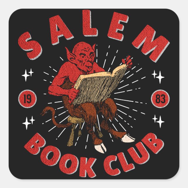 Adesivo Quadrado Salem Book Club Vintage Devil (Frente)