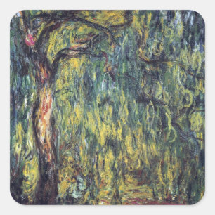 Adesivo Quadrado Salgueiro Weeping por Claude Monet, belas artes do