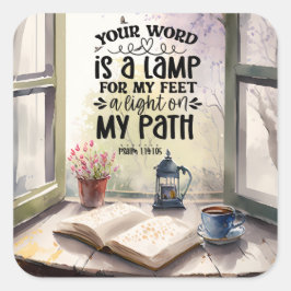 Adesivo Quadrado Salm 119:105 Sua palavra é uma Bíblia de lâmpada V