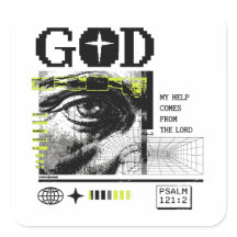 Salmo 121:2 Neon Lima Olho de Deus Arte CRT Glitch
