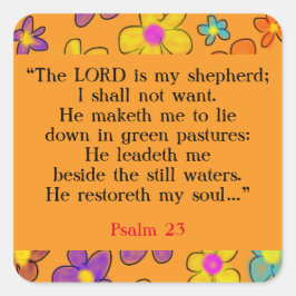 Adesivo Quadrado Salmo 23 Bíblia Oração Flor Amarelo