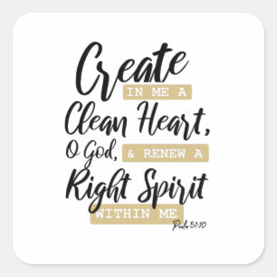Adesivo Quadrado Salmo 51:10 Bíblia cristã Verse