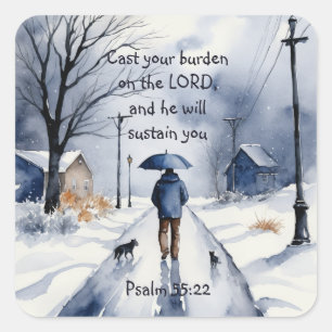 Adesivo Quadrado Salmo 55:22... faça o seu fardo sobre o Senhor