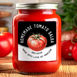 Adesivo Quadrado Salsa de tomate caseira com tomate vermelho