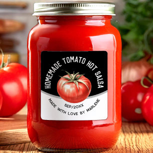 Adesivo Quadrado Salsa quente de tomate com tomate vermelho