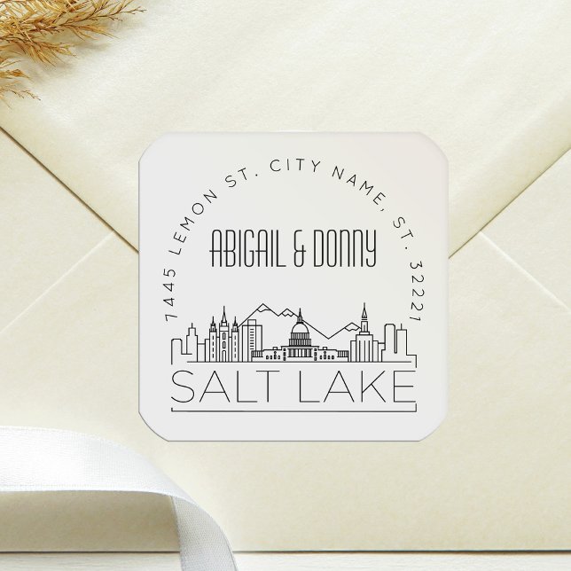 Adesivo Quadrado Salt Lake City Wedding | Envelope Selo (Criador carregado)
