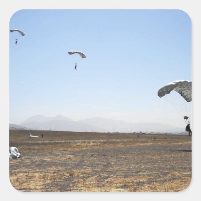 Adesivo Quadrado Saltadores de paraquedas freefall (Frente)