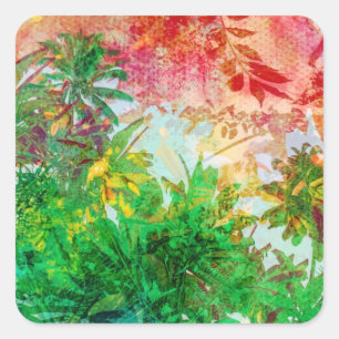 Adesivo Quadrado Saltas Tropicais de Palmeiras Sunset