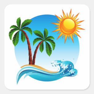 Adesivo Quadrado Salto na praia