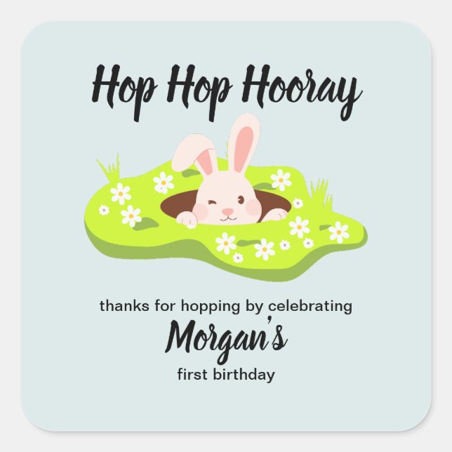 Adesivo Quadrado Salto salto Viva Um primeiro aniversario De Buraco (Frente)