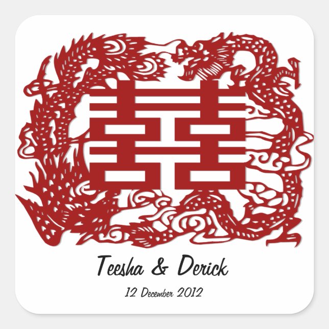 Adesivo Quadrado salvar o casamento da dupla felicidade vermelha (Frente)